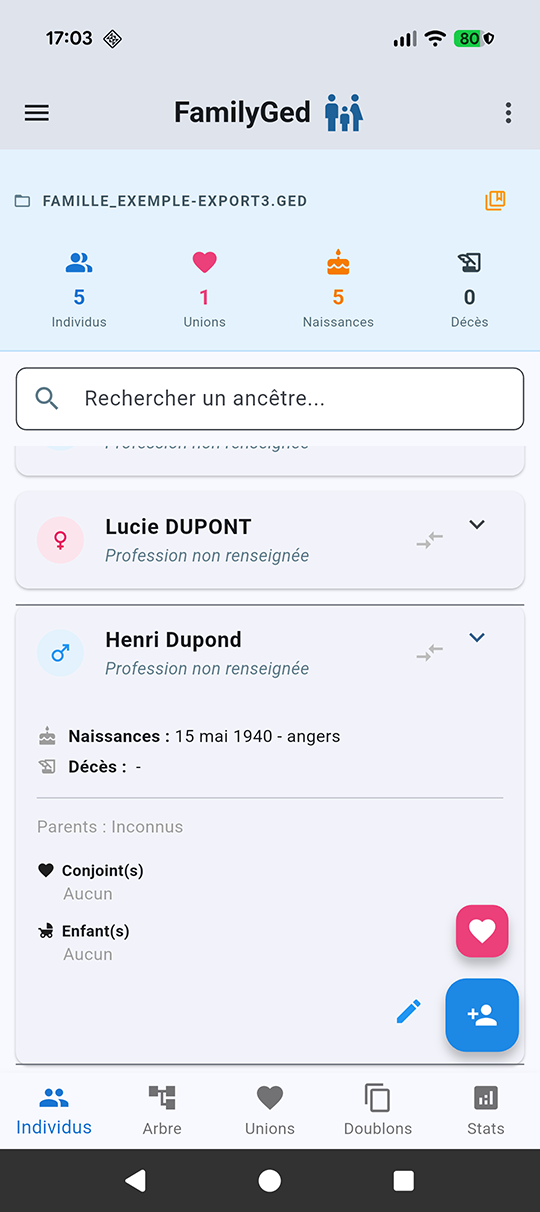 Fiche Individu